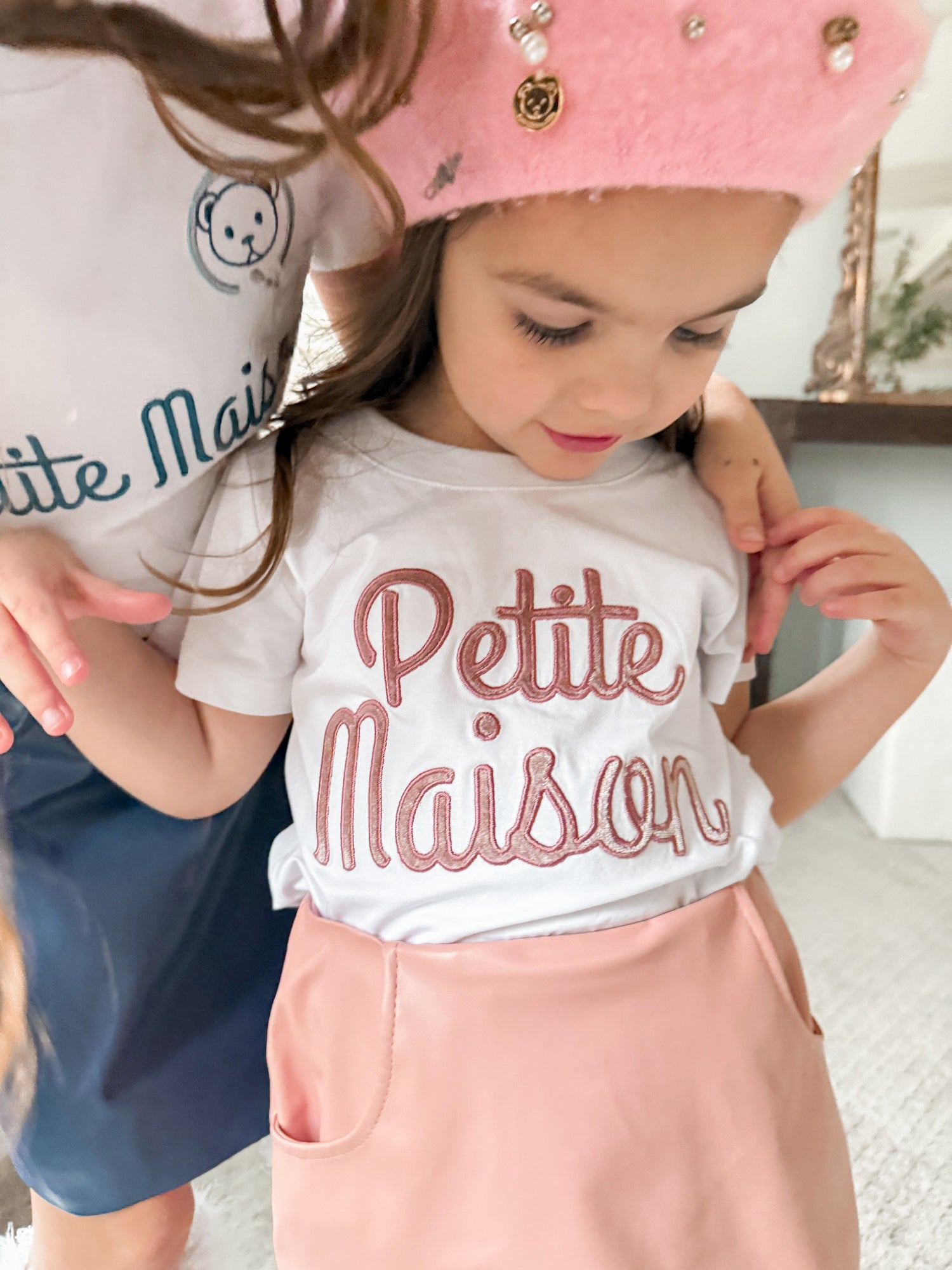 Unisex | Petite Maison Logo Pima Cotton T-Shirt | White x Pink