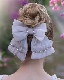 Girl | Ariel Rhinestone and Tulle Hair Bow | Lavender