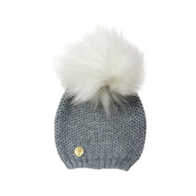 Unisex | Honeycomb Cashmere Beanie Hats White Print Pom | Grey
