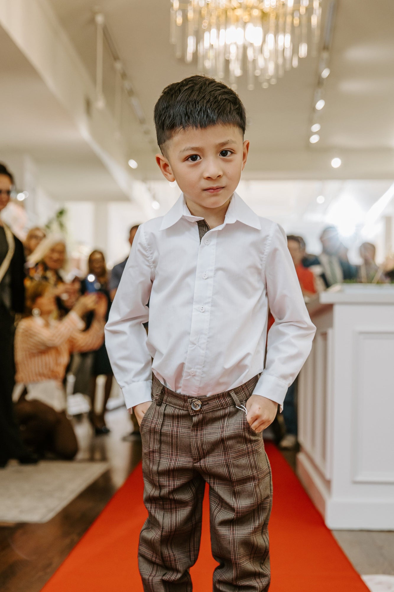 Boy | Blair Estate Tweed Shirt and Pants Set | White x Brown