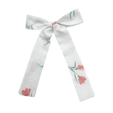 Girl | Tulip Print Cotton Hair Bow | White