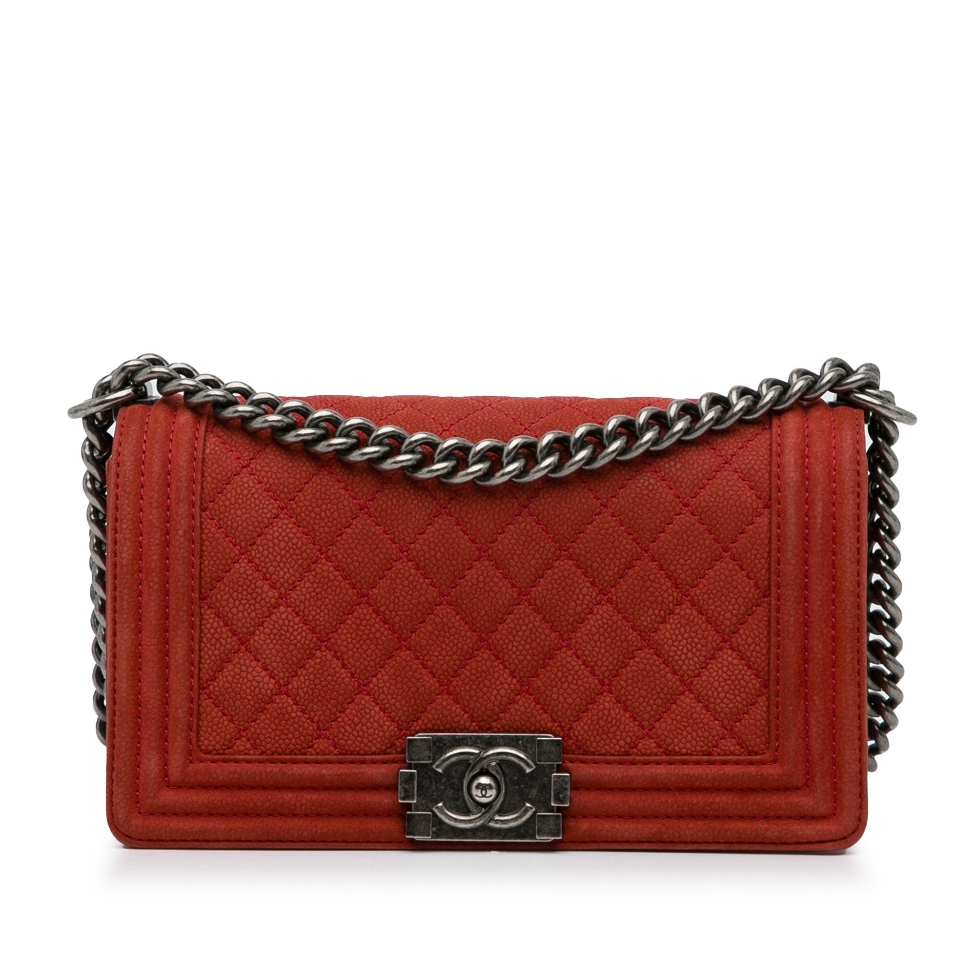 Chanel | Pre-Owned Old Medium Quilted Caviar Boy Flap - I | Red