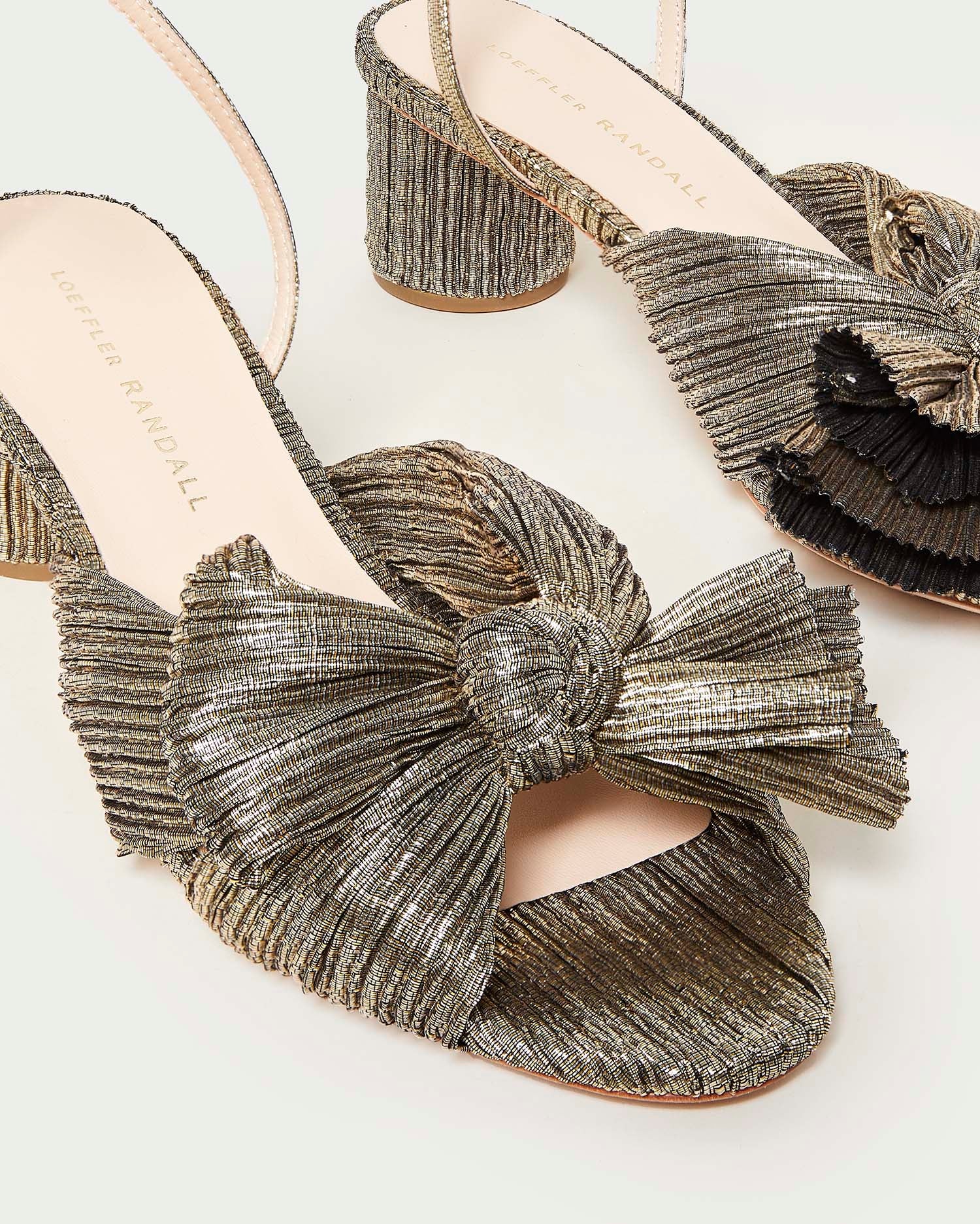 Dahlia Pleated Bow Heel | Dark Gold