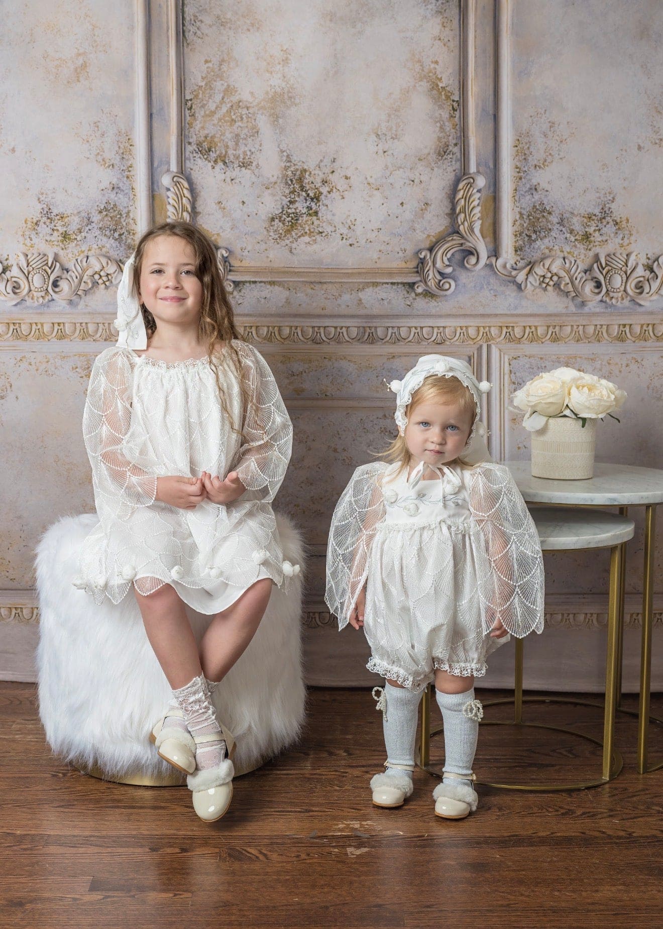 Girl | Faith Scallop Lace Romper | White