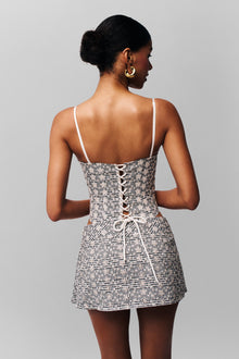 Womens | Genevieve Gingham Bustier | Black/ White Gingham Floral