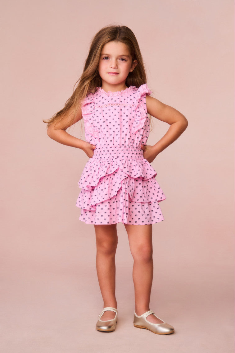 Girls Decker Cotton Bow Dress | Classic Pink