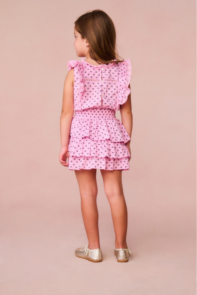Girls Decker Cotton Bow Dress | Classic Pink