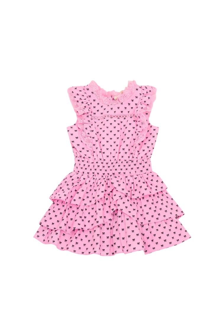 Girls Decker Cotton Bow Dress | Classic Pink