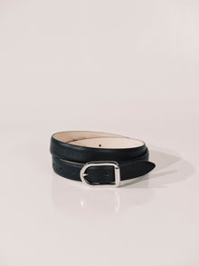 Mija Leather Belt | Black Pebble & Silver