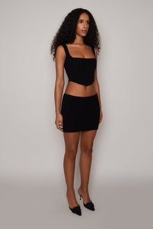 Womens | Low-Rise Rib Knit Mini Skirt | Black