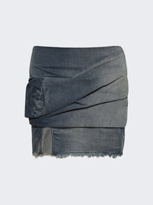 Women | Rick Owens DRKSHDW | Draped Mini Denim Skirt Washed Indigo