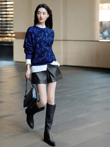 Wool Relaxed-Fit Jacquard Sweater | Navy
