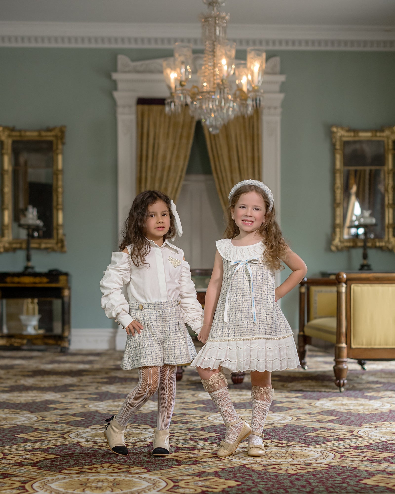 Girl | Iris Tweed Shorts | White x Ivory x Blue