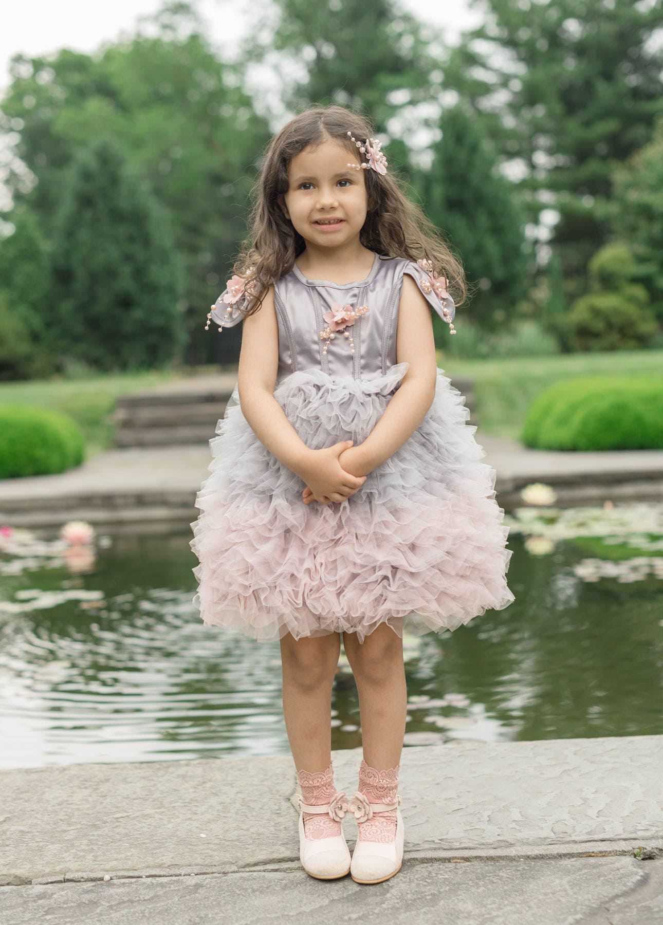 Girl | Mia Grey and Ombré Cupcake Tulle Dress | Gray x Pink