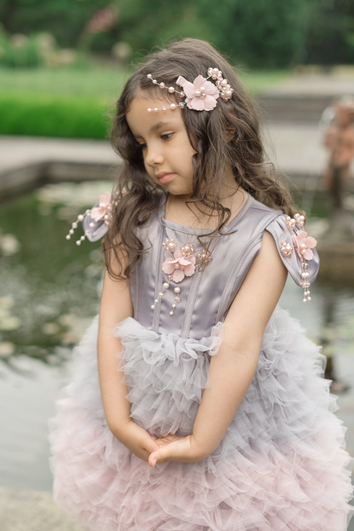 Girl | Mia Grey and Ombré Cupcake Tulle Dress | Gray x Pink