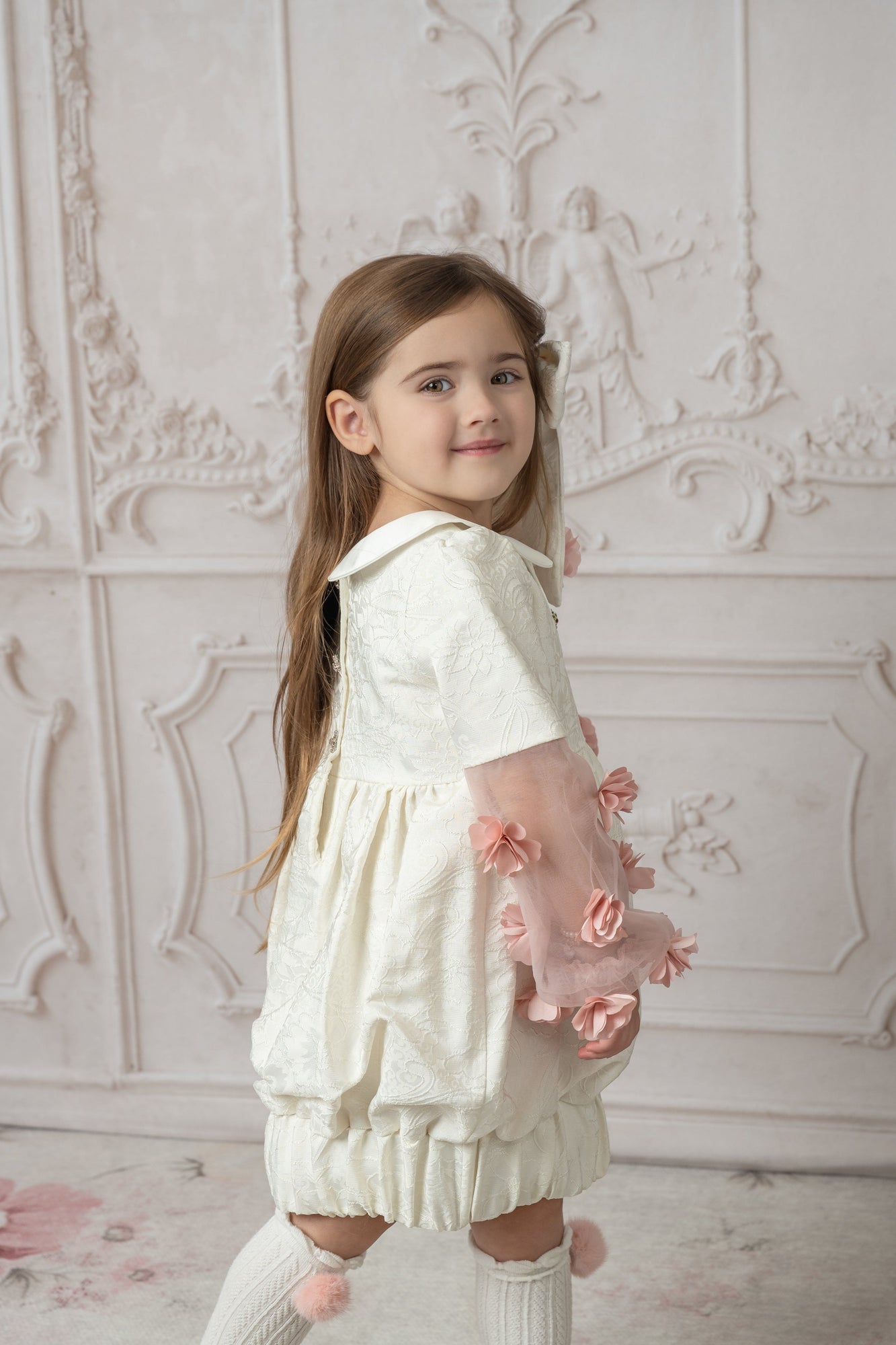 Girl | Cherry Blossom Dress | White x Pink