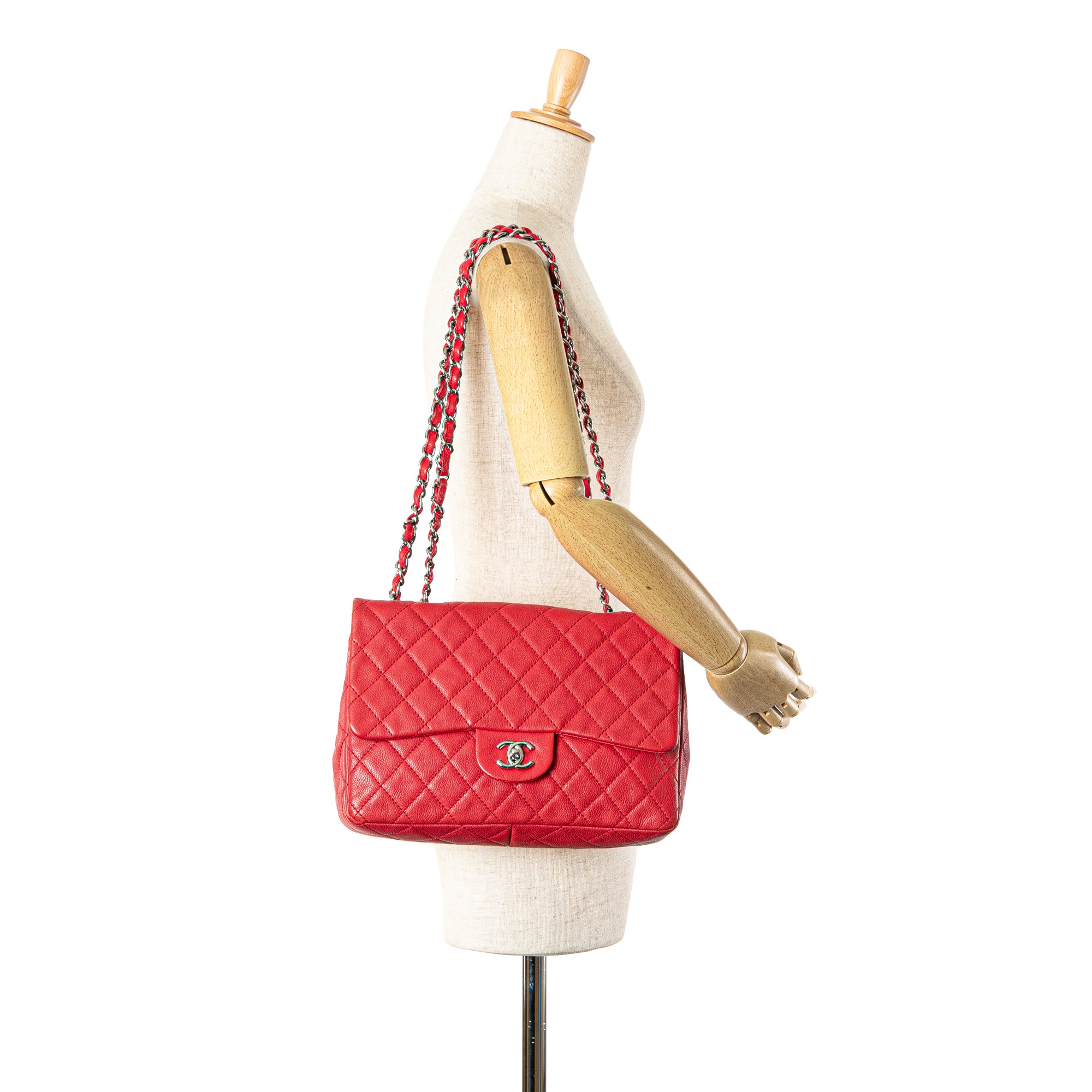 Chanel | Pre-Owned Jumbo Classic Caviar Single Flap | Red