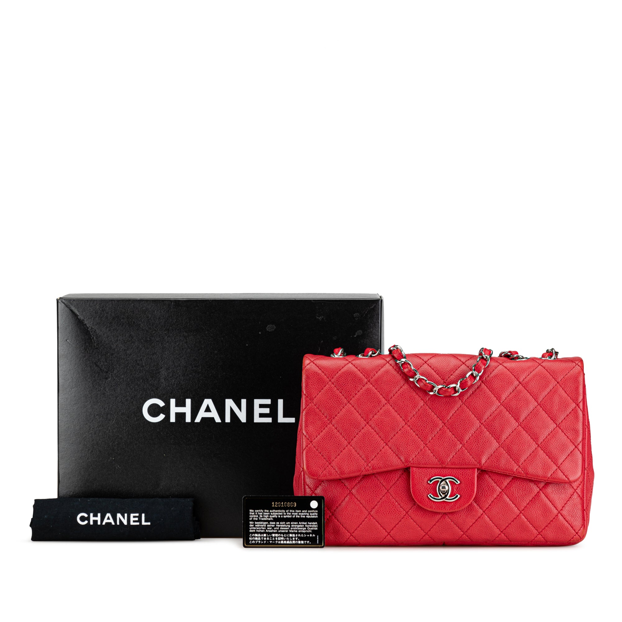 Chanel | Pre-Owned Jumbo Classic Caviar Single Flap | Red