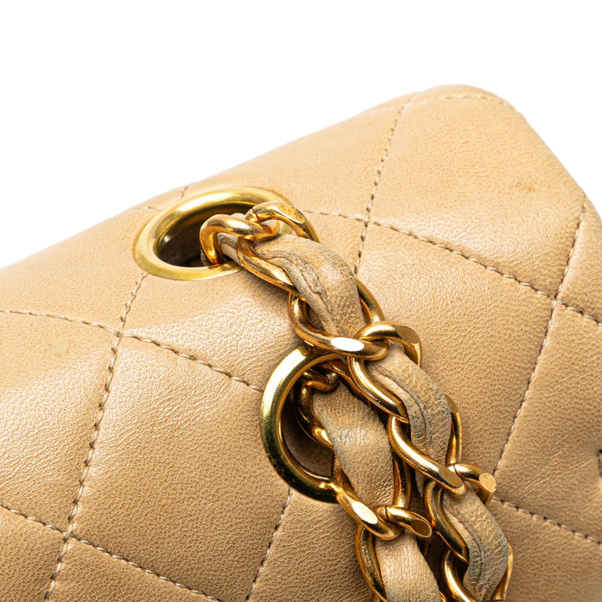 Chanel | Pre-Owned Medium Classic Lambskin Double Flap | Brown/Nude