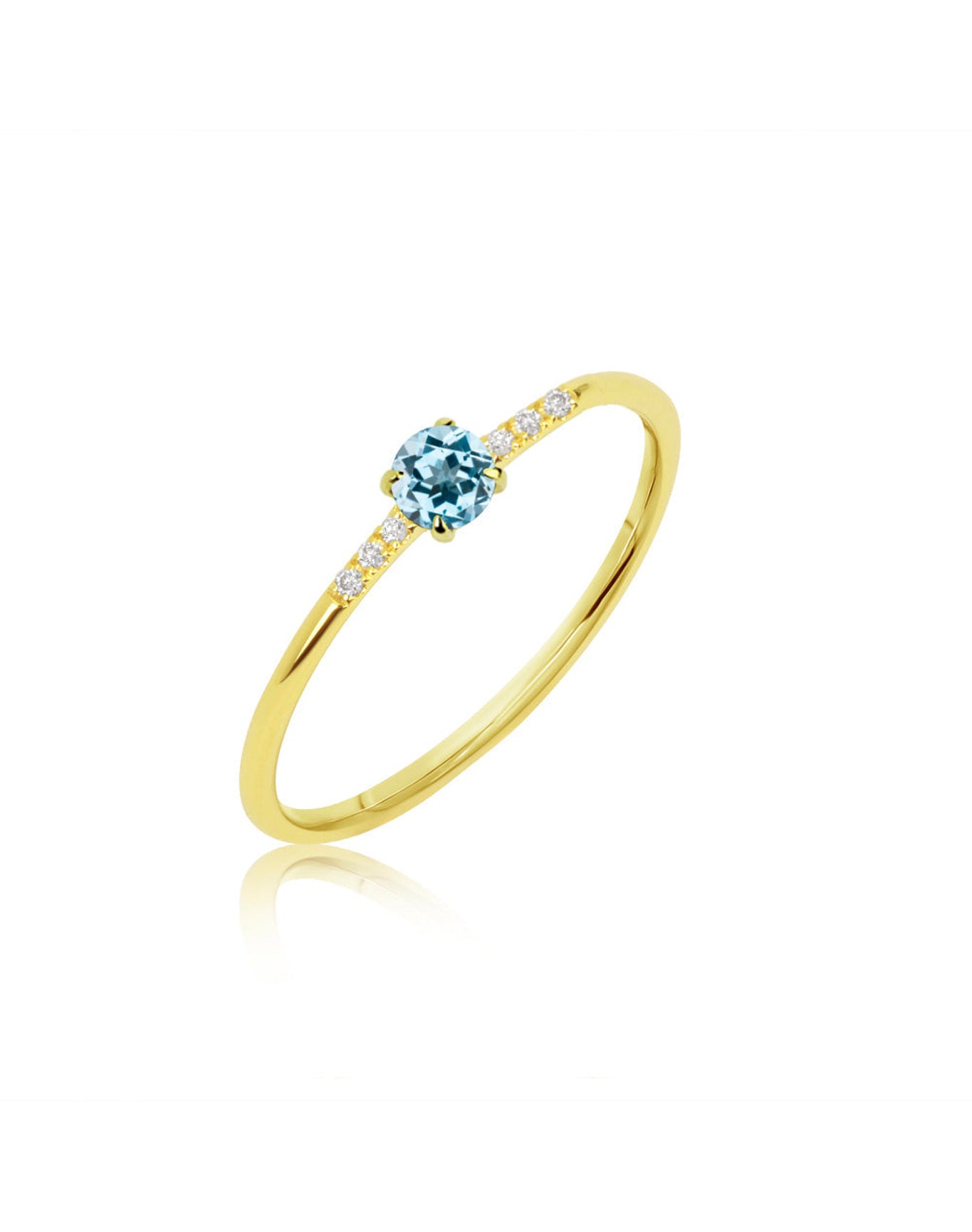 Dainty Blue Sapphire Diamond Ring | 14K Yellow Gold