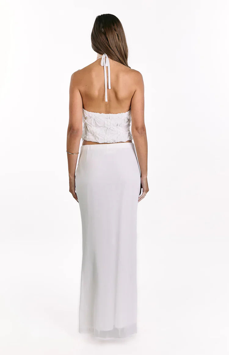 Daisie Textured Halter Top | White