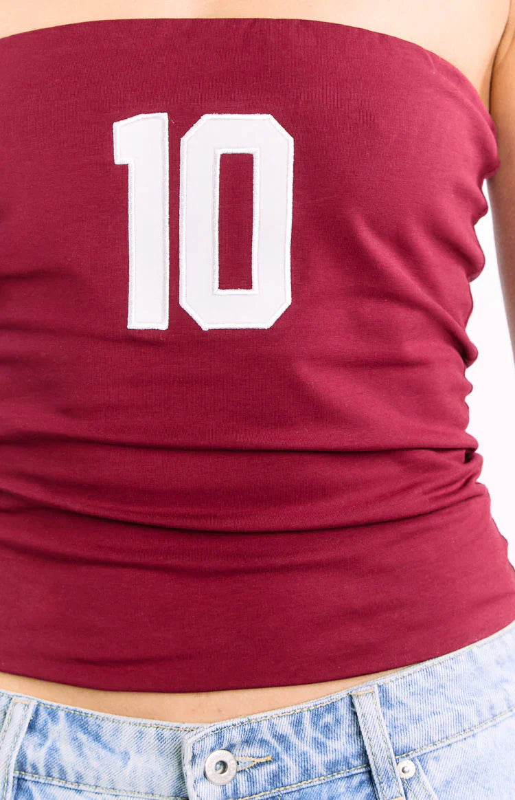 Daisy Strapless Top | Burgundy