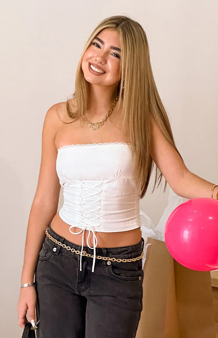 Dakota Strapless Top | White
