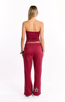 Dania Leopard Star Track Pants | Burgundy