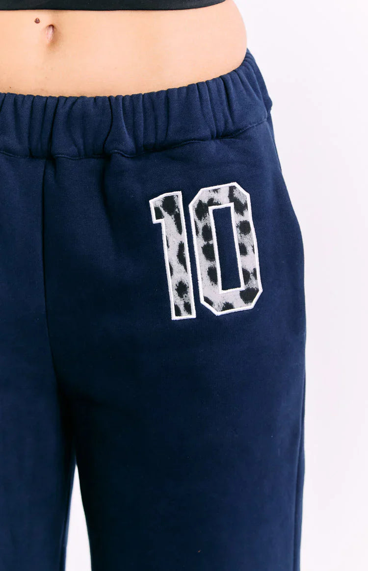 Dania Leopard Star Track Pants | Navy