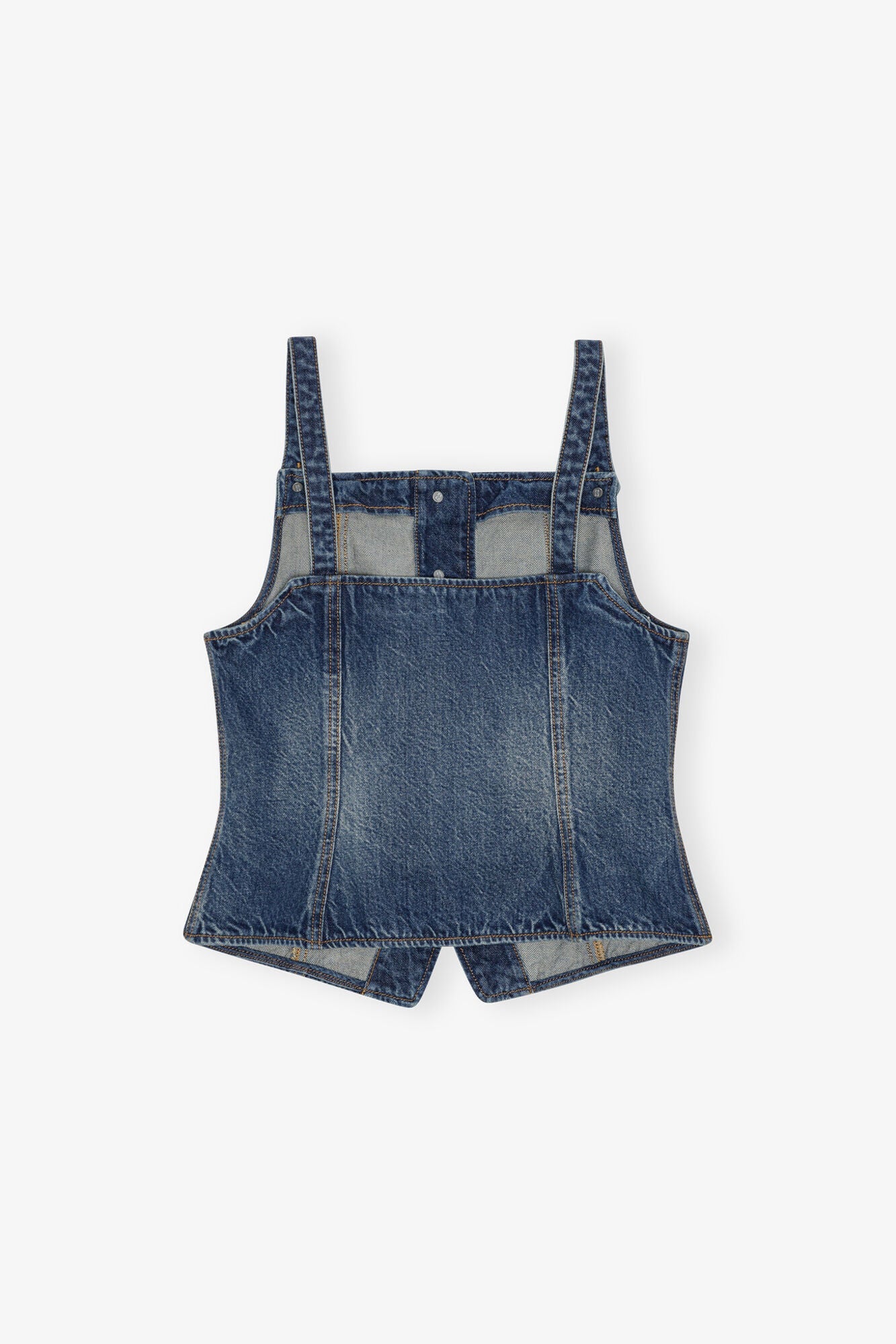 Dark Heavy Washed Denim Top | Mid Blue Vintage