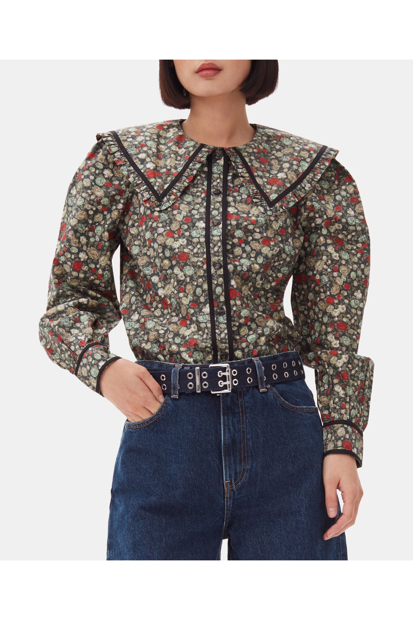 Double Eyelet Denim Belt | Dark Navy
