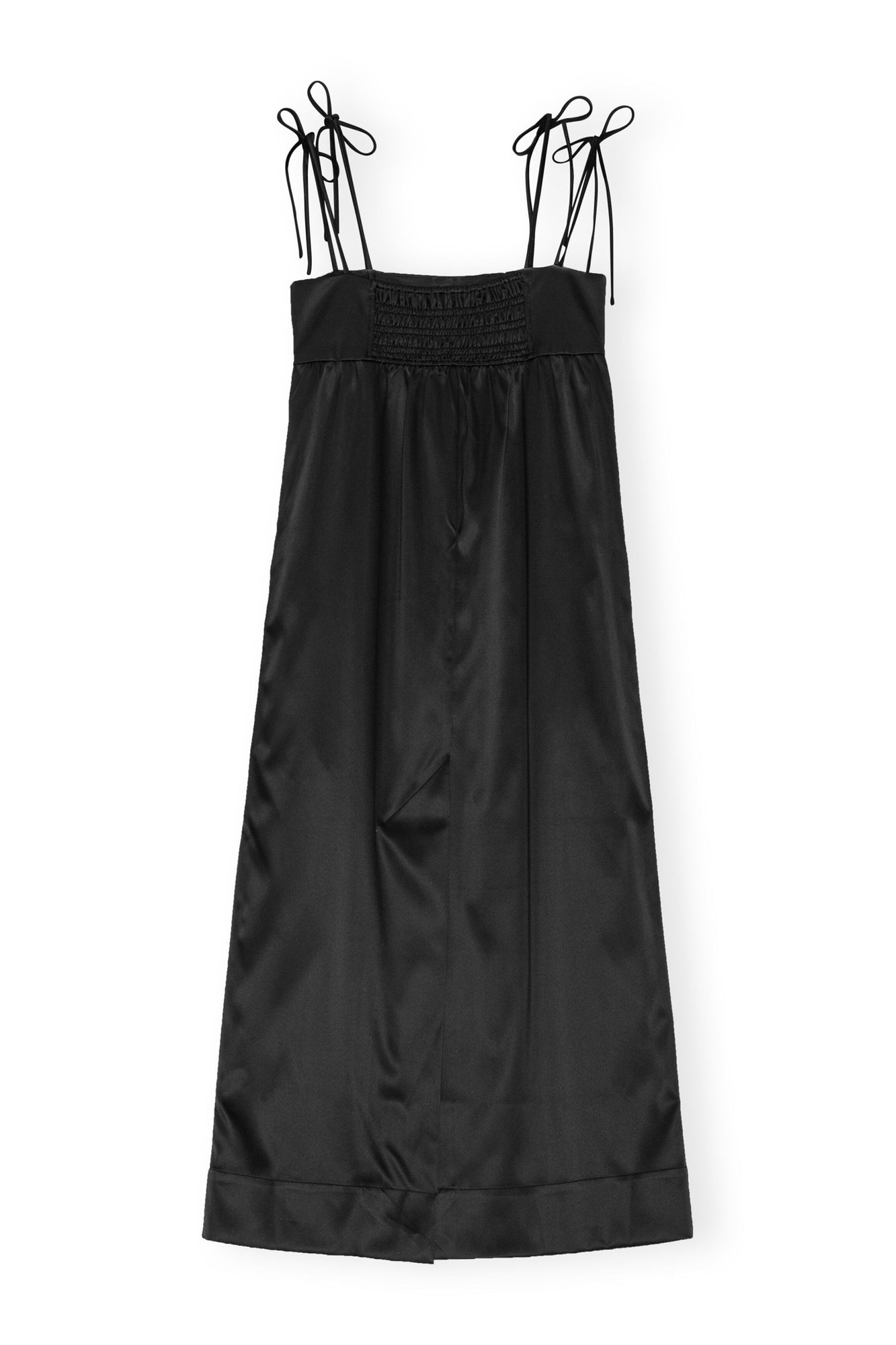 Double Satin String Long Dress | Black