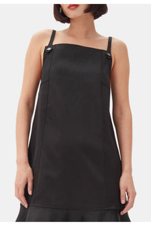 Duchesse Satin Mini Dress | Black