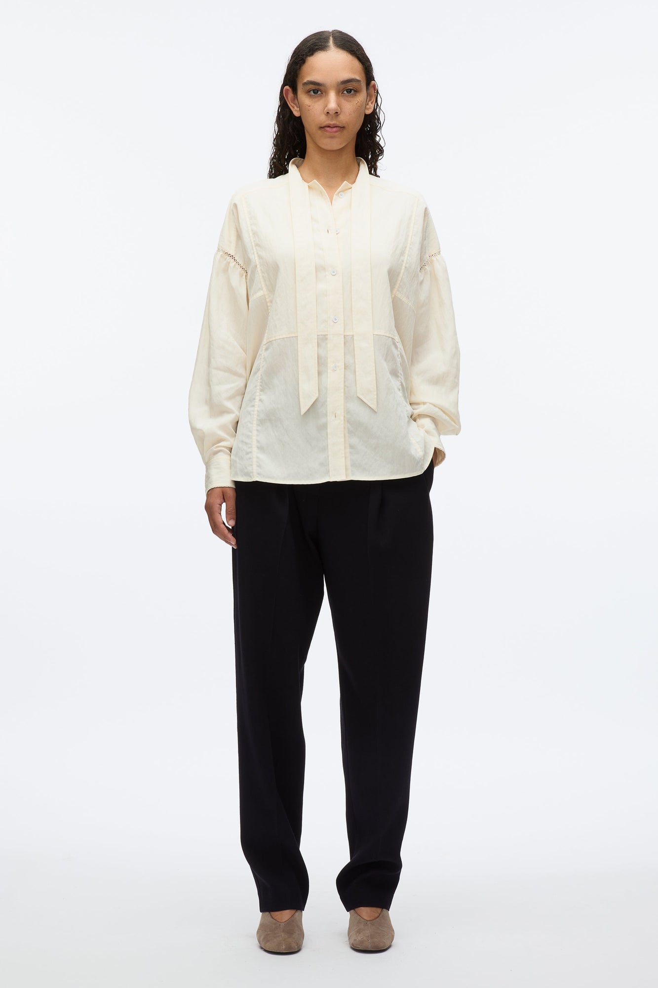 Tie Neck Blouse | Parchment