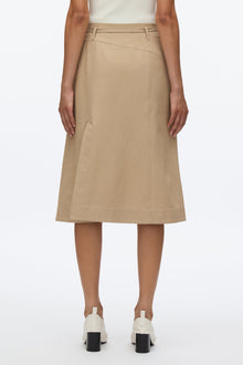 Utility Skirt with Zip Chiffon Godet | Khaki