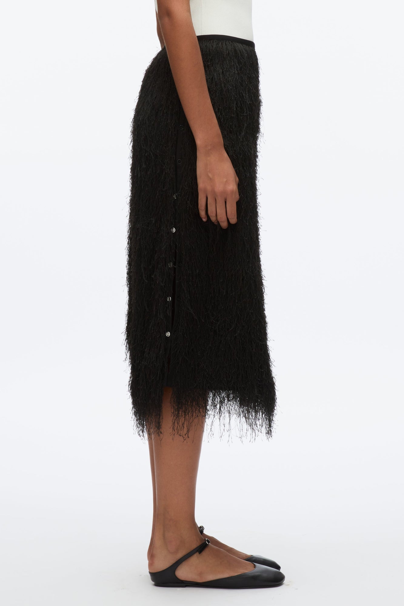 Fringe Slip Skirt | Black
