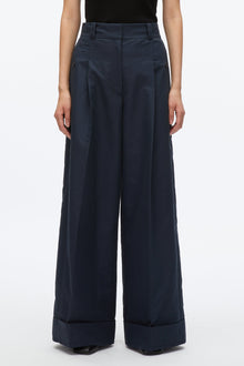 Petite Pleated Wide Leg Trouser | Midnight