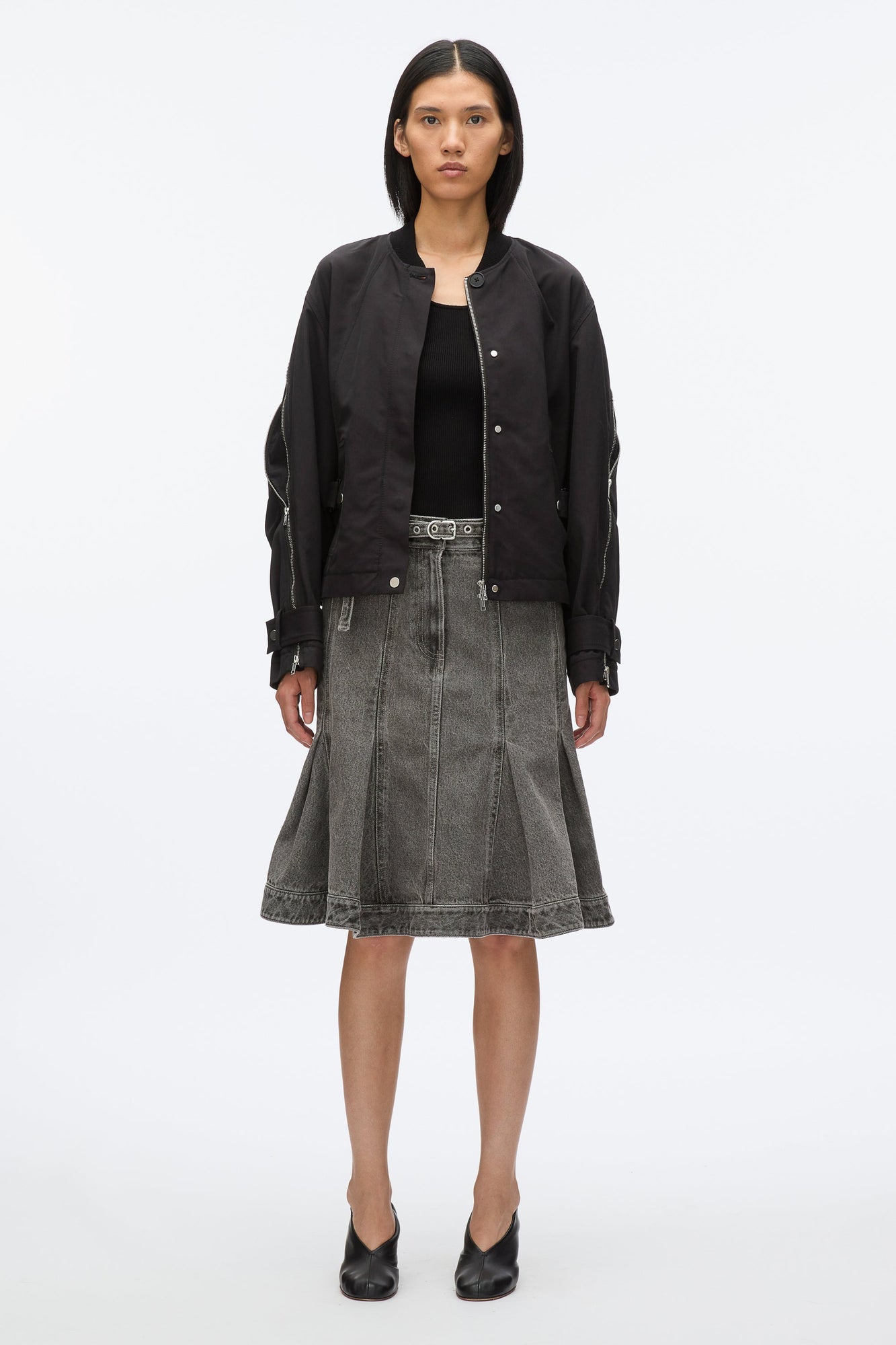 Zip Cocoon Back Bomber Jacket | Black