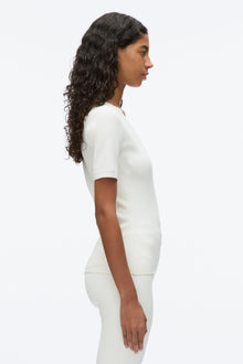 Compact Rib V-Neck Tee | Ivory