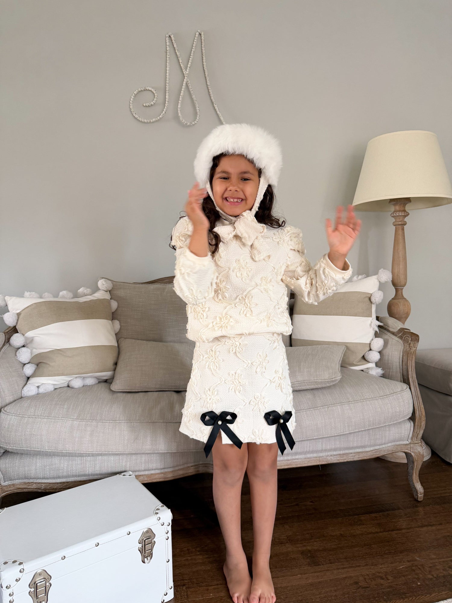 Girl | Ava Kids Fox Fur Hat | Ivory