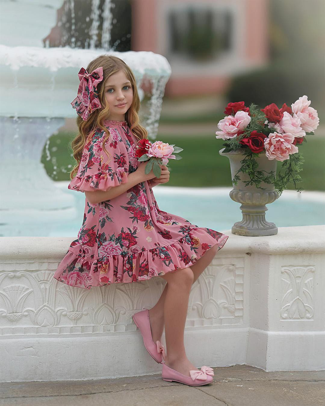 Girl | Flora Flower Print Dress | Pink