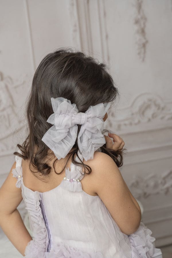 Girl | Ariel Ruffle Tulle Hair Bow | Lavender