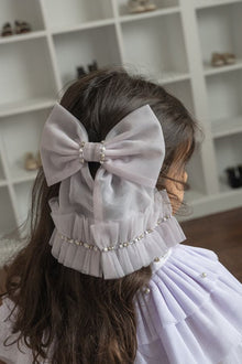 Girl | Ariel Rhinestone and Tulle Hair Bow | Lavender