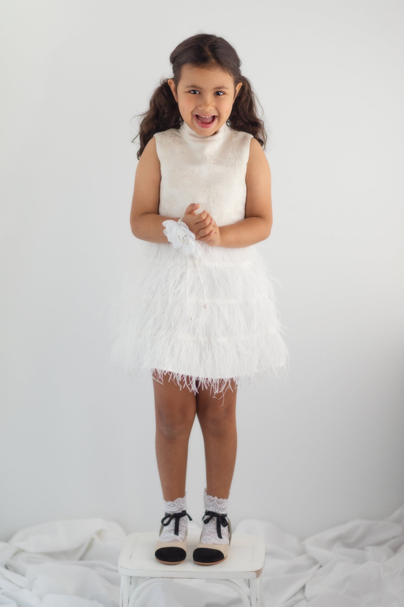 Girl | Eliza Feather Dress | Ivory