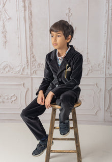 Boy | Charlie Velour Boy's Blazer | Black