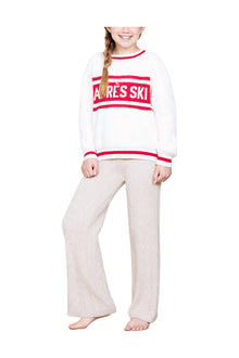 Youth | Cozychic Cotton Apres Pullover | Cream/Americana Red