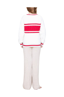 Youth | Cozychic Cotton Apres Pullover | Cream/Americana Red