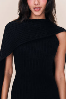 Womens | Hooded Knit Dress | Black