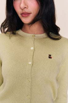 Womens | June Relaxed Wool Cardigan | Vintage Lime