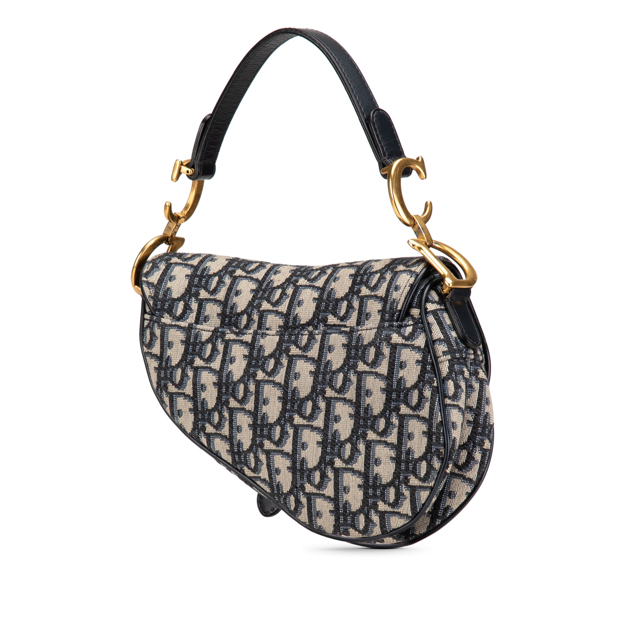 Dior | Pre-Owned Mini Oblique Canvas Saddle Bag | Blue/Navy